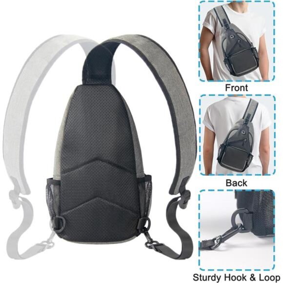 Crossbody Sling Bag for Men with Adjustable Shoulder Strap Shoulder Backpack - Picture 5 of 7